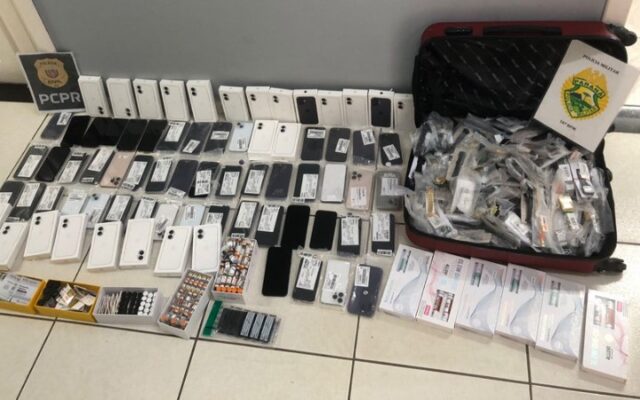 Mulher é detida por contrabando em Guarapuava com iPhones, canetas emagrecedoras e medicamentos avaliados em R$ 1 milhão