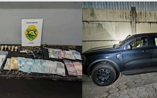 PM prende dupla horas após roubo com cárcere privado e recupera caminhonete, arma e objetos de luxo